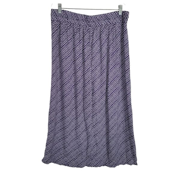 Ann Taylor Loft Petites 12P Skirt Maxi Button Front Drawstring Geometric Purple - Picture 2 of 11